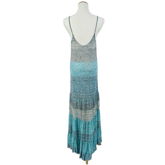 Free People Beach Blue Tired Ruffle Hem Maxi Slip Dress - Picture 9 of 13